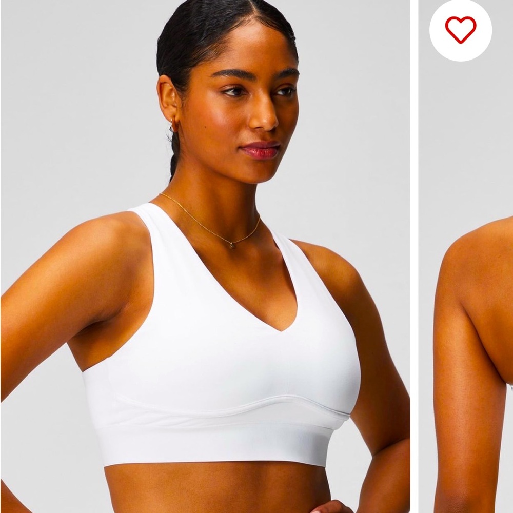 Fabletics White V-Neck Sports Bra